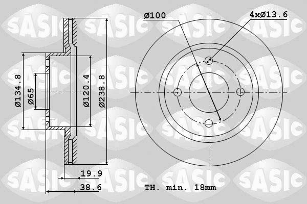 Sasic 9004219J - Гальмівний диск autozip.com.ua