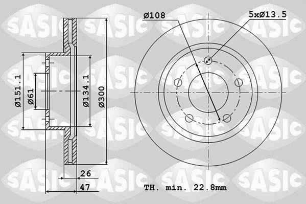 Sasic 4004299J - Гальмівний диск autozip.com.ua