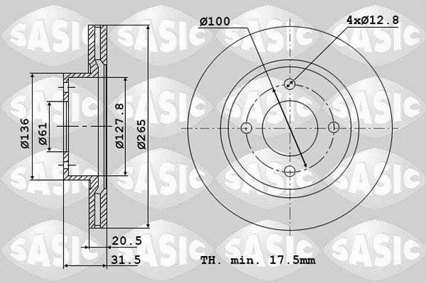 Sasic 4004265J - Гальмівний диск autozip.com.ua