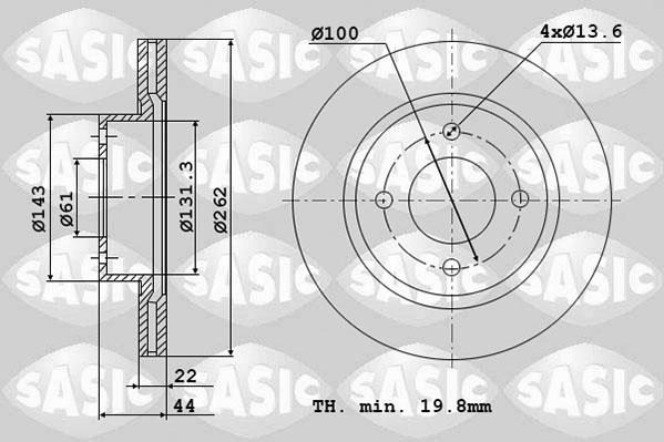 Sasic 4004273J - Гальмівний диск autozip.com.ua