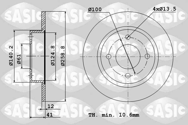 Sasic 6104001 - Гальмівний диск autozip.com.ua