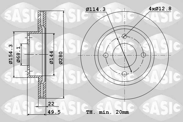 Sasic 6106043 - Гальмівний диск autozip.com.ua