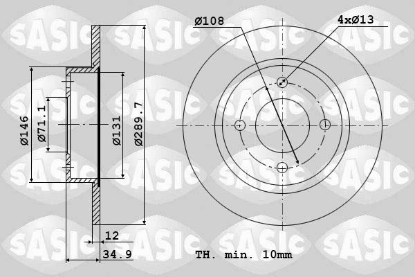 Sasic 6100029 - Гальмівний диск autozip.com.ua