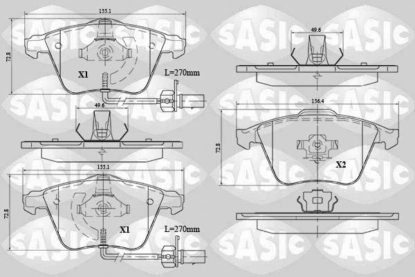 Sasic 6216074 - Гальмівні колодки, дискові гальма autozip.com.ua