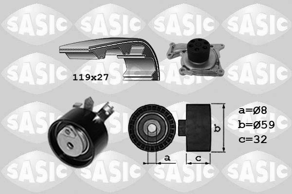 Sasic 3904038 - Водяний насос + комплект зубчатого ременя autozip.com.ua