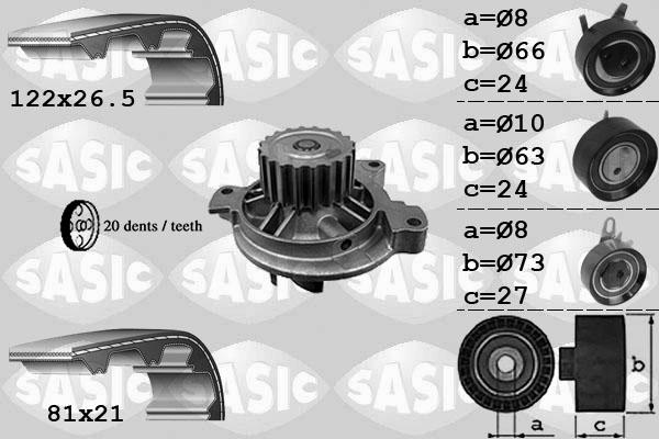 Sasic 3906049 - Водяний насос + комплект зубчатого ременя autozip.com.ua