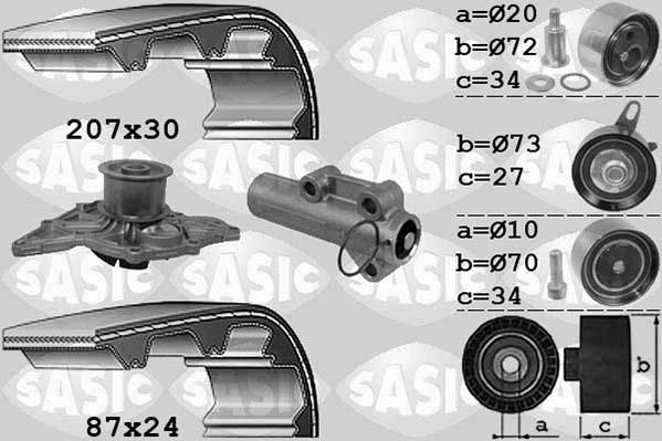Sasic 3906058 - Водяний насос + комплект зубчатого ременя autozip.com.ua