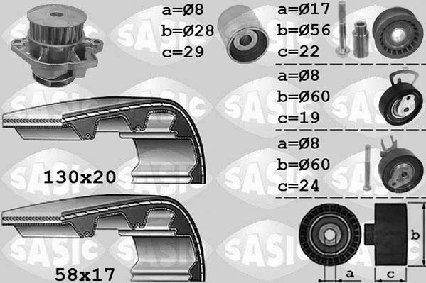 Sasic 3906060 - Водяний насос + комплект зубчатого ременя autozip.com.ua