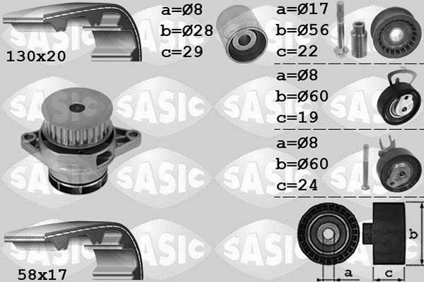 Sasic 3906085 - Водяний насос + комплект зубчатого ременя autozip.com.ua