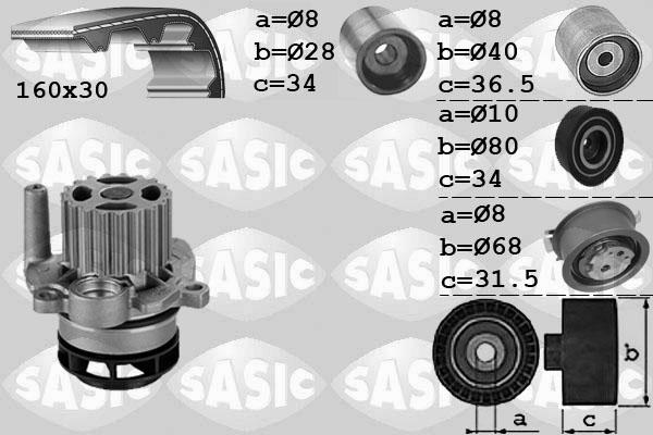 Sasic 3906081 - Водяний насос + комплект зубчатого ременя autozip.com.ua