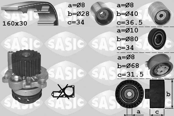 Sasic 3906082 - Водяний насос + комплект зубчатого ременя autozip.com.ua