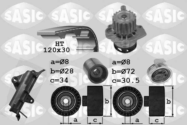Sasic 3906024 - Водяний насос + комплект зубчатого ременя autozip.com.ua