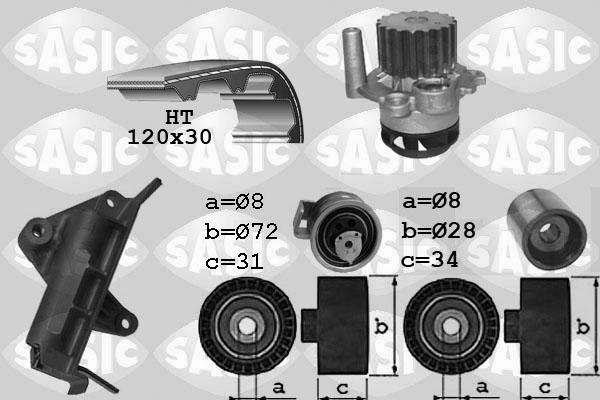 Sasic 3906021 - Водяний насос + комплект зубчатого ременя autozip.com.ua