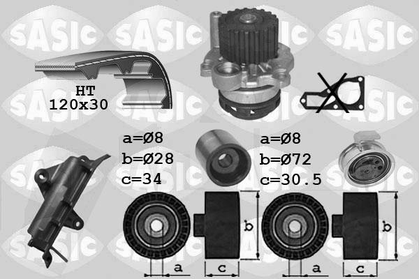 Sasic 3906023 - Водяний насос + комплект зубчатого ременя autozip.com.ua