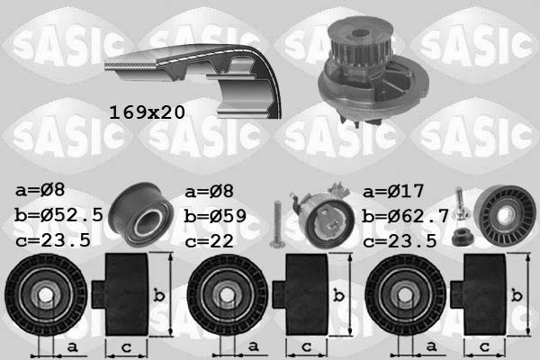 Sasic 3906074 - Водяний насос + комплект зубчатого ременя autozip.com.ua