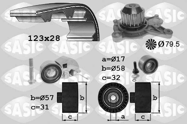 Sasic 3906075 - Водяний насос + комплект зубчатого ременя autozip.com.ua