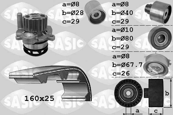 Sasic 3906078 - Водяний насос + комплект зубчатого ременя autozip.com.ua