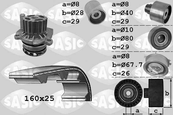 Sasic 3906077 - Водяний насос + комплект зубчатого ременя autozip.com.ua