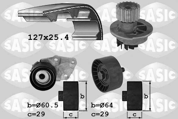 Sasic 3906104 - Водяний насос + комплект зубчатого ременя autozip.com.ua