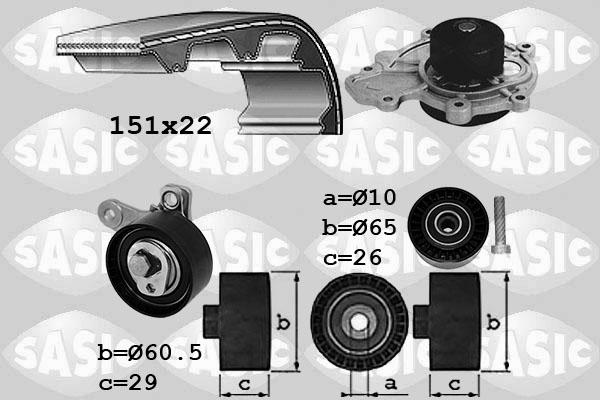 Sasic 3906108 - Водяний насос + комплект зубчатого ременя autozip.com.ua