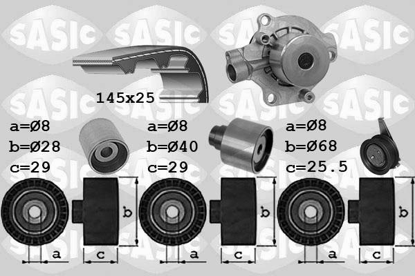 Sasic 3906102 - Водяний насос + комплект зубчатого ременя autozip.com.ua