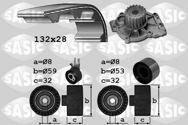 Sasic 3906107 - Водяний насос + комплект зубчатого ременя autozip.com.ua