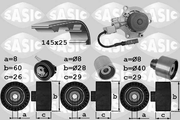 Sasic 3906114 - Водяний насос + комплект зубчатого ременя autozip.com.ua