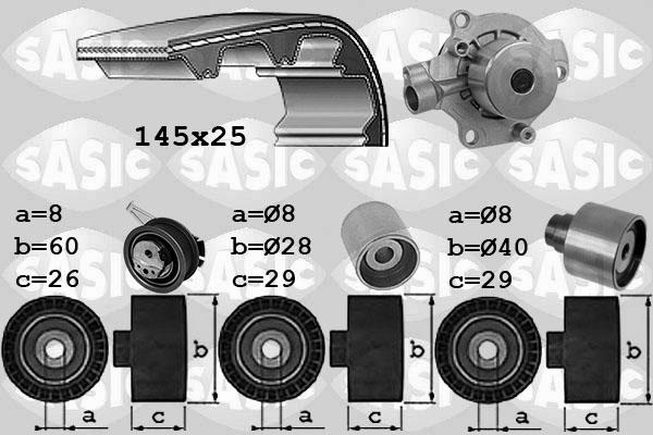 Sasic 3906111 - Водяний насос + комплект зубчатого ременя autozip.com.ua