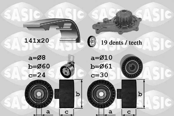 Sasic 3900044 - Водяний насос + комплект зубчатого ременя autozip.com.ua