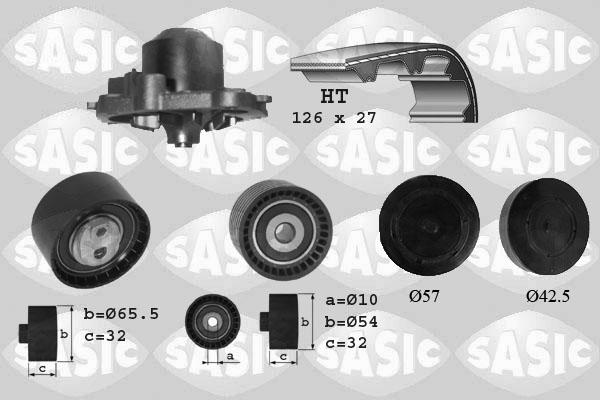Sasic 3900045 - Водяний насос + комплект зубчатого ременя autozip.com.ua