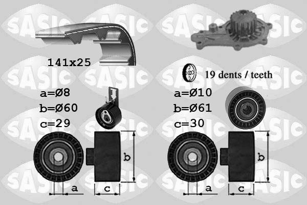 Sasic 3900043 - Водяний насос + комплект зубчатого ременя autozip.com.ua