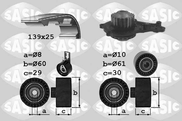 Sasic 3900042 - Водяний насос + комплект зубчатого ременя autozip.com.ua