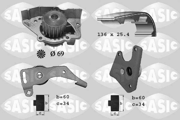 Sasic 3900004 - Водяний насос + комплект зубчатого ременя autozip.com.ua