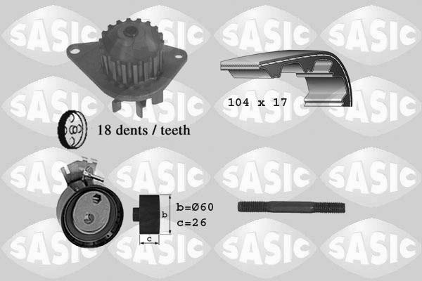 Sasic 3900003 - Водяний насос + комплект зубчатого ременя autozip.com.ua