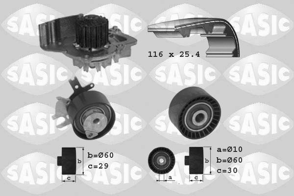 Sasic 3900007 - Водяний насос + комплект зубчатого ременя autozip.com.ua