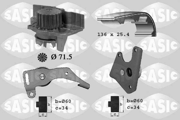 Sasic 3900018 - Водяний насос + комплект зубчатого ременя autozip.com.ua