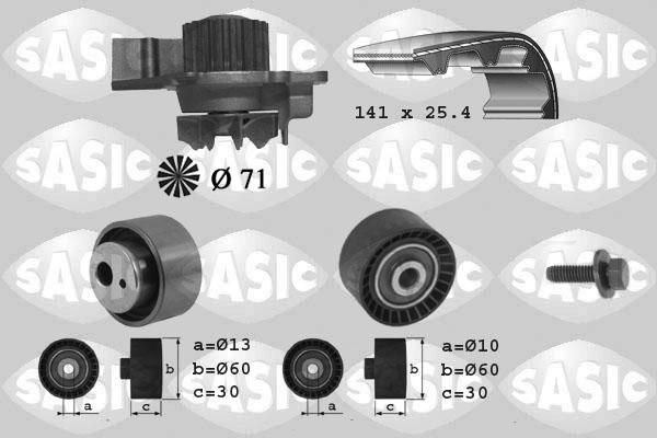 Sasic 3900012 - Водяний насос + комплект зубчатого ременя autozip.com.ua