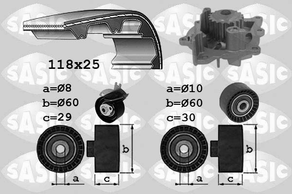 Sasic 3900039 - Водяний насос + комплект зубчатого ременя autozip.com.ua