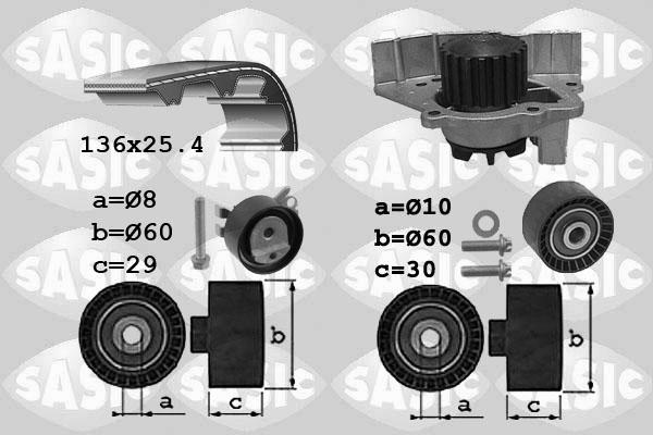 Sasic 3900034 - Водяний насос + комплект зубчатого ременя autozip.com.ua