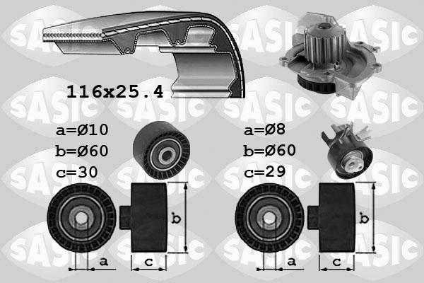 Sasic 3900035 - Водяний насос + комплект зубчатого ременя autozip.com.ua