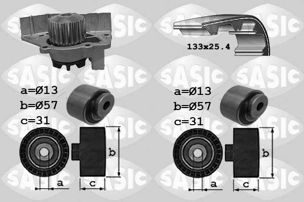 Sasic 3900030 - Водяний насос + комплект зубчатого ременя autozip.com.ua