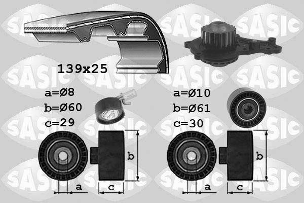 Sasic 3900037 - Водяний насос + комплект зубчатого ременя autozip.com.ua