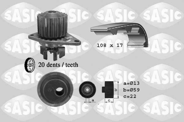 Sasic 3900021 - Водяний насос + комплект зубчатого ременя autozip.com.ua