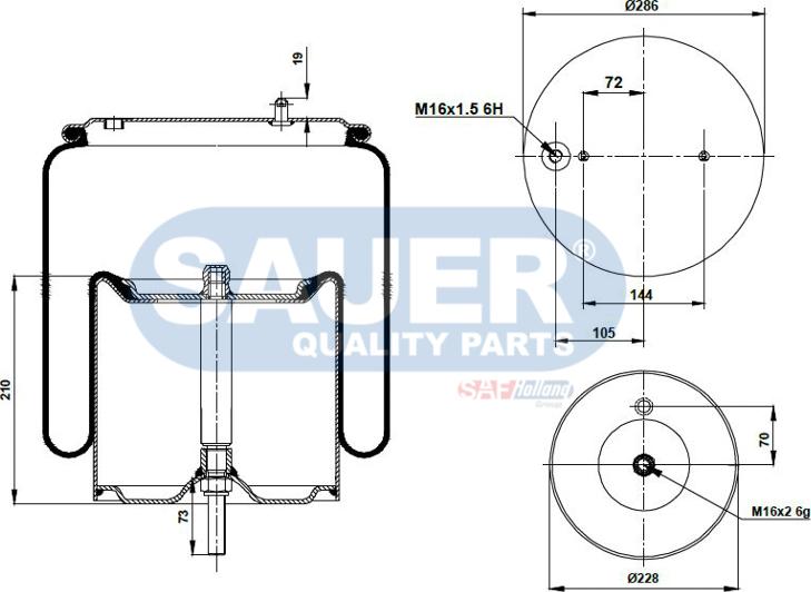 SAUER S2294913302 - Кожух пневматичної ресори autozip.com.ua