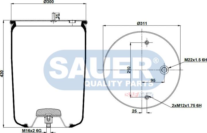 SAUER S2294881102 - Кожух пневматичної ресори autozip.com.ua