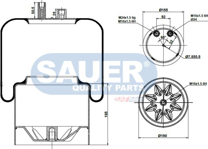 SAUER S2294390323 - Кожух пневматичної ресори autozip.com.ua