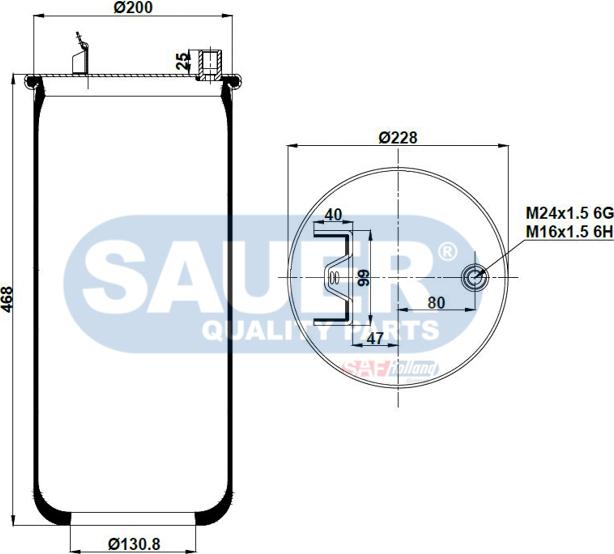 SAUER S2296416100 - Кожух пневматичної ресори autozip.com.ua