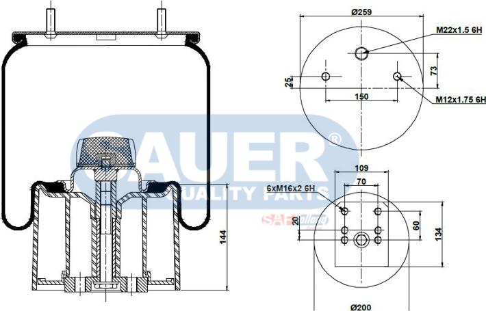 SAUER S2290940200 - Кожух пневматичної ресори autozip.com.ua