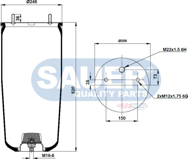 SAUER S2290941100 - Кожух пневматичної ресори autozip.com.ua