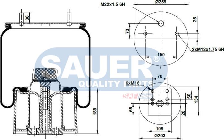 SAUER S2290941200 - Кожух пневматичної ресори autozip.com.ua